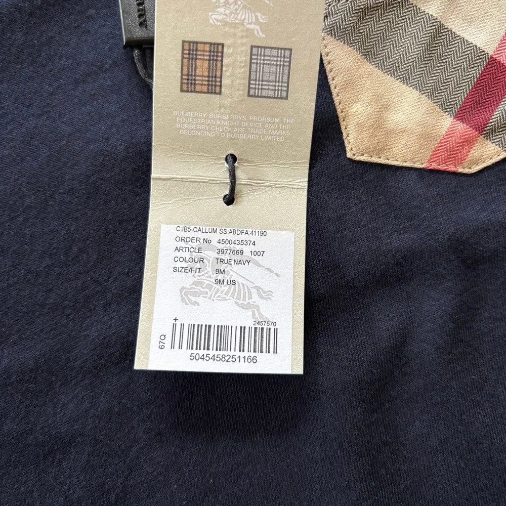 Burberry Kids Callum SS Navy Blue Cotton Pocket T-Shirt 9M 3977669 1007 NWT